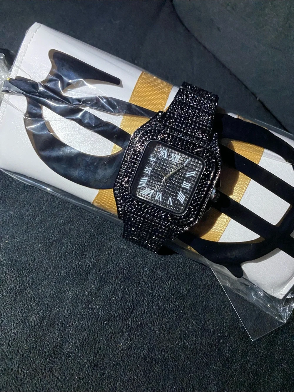 Executive luxury lab diamond ice watch black